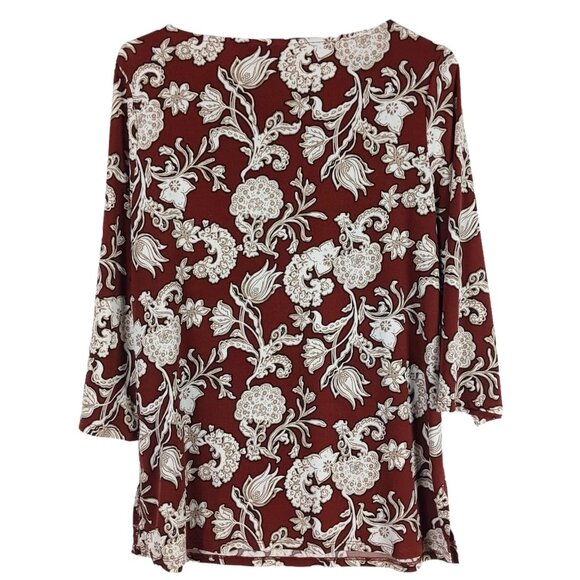 Chicos Twist Front Scrolls Top Women’s Size 0 Small Keyhole Neck 3/4 Sleeve - Picture 6 of 7